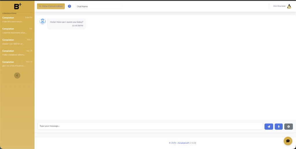 BusinessPlus AI Virtual Assistant with conversation history and chat, like ChatGPT or Gemini